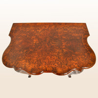 Antique Queen Anne Serpentine Burl Yew & Walnut Inlaid Side Table / Lowboy, circa 1710