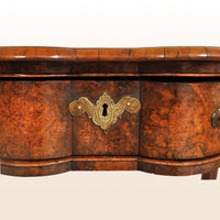 Antique Queen Anne Serpentine Burl Yew & Walnut Inlaid Side Table / Lowboy, circa 1710