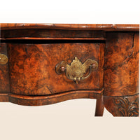Antique Queen Anne Serpentine Burl Yew & Walnut Inlaid Side Table / Lowboy, circa 1710
