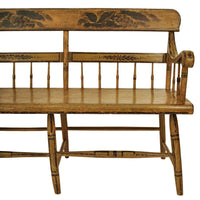 Antique American Colonial Federal Baltimore Painted Spindled Windsor Bench, circa 1820