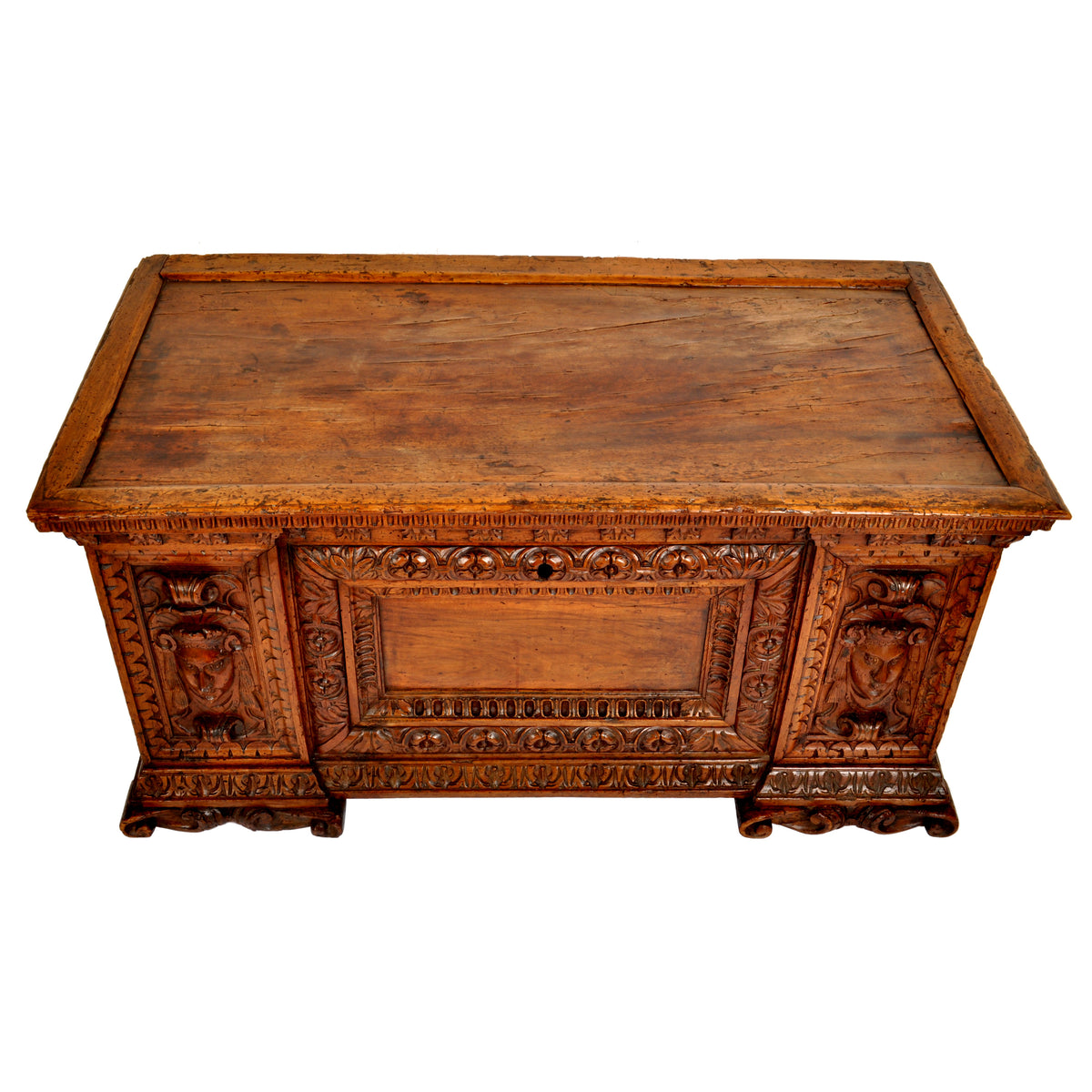 Antique 17th Century Italian Baroque Carved Walnut Cassone / Coffer / Chest, circa 1680