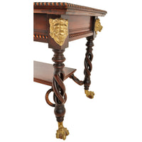 Antique American Merklen Brothers of New York Walnut Barley Twist Library / Writing Table, circa 1885