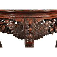 Antique Chinese Qing Dynasty Carved Elm Center Table with Bats & Birds, circa 1890