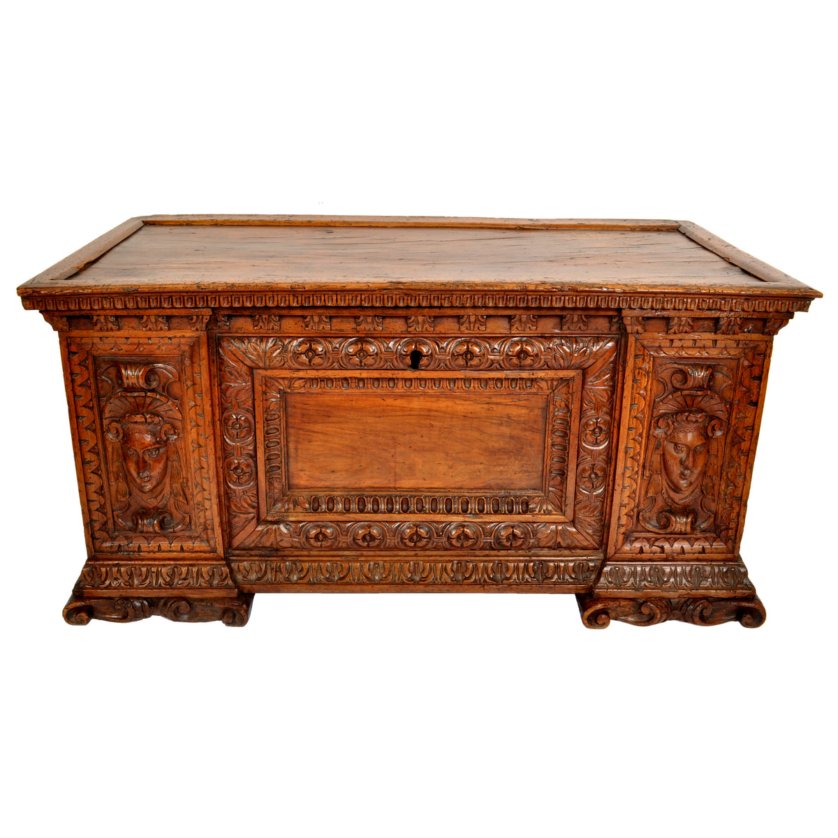 Antique 17th Century Italian Baroque Carved Walnut Cassone / Coffer / Chest, circa 1680