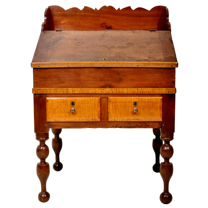 Antique Cherry and Tiger Maple New England Plantation Sheraton Desk/Secretary, circa 1820