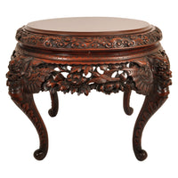 Antique Chinese Qing Dynasty Carved Elm Center Table with Bats & Birds, circa 1890