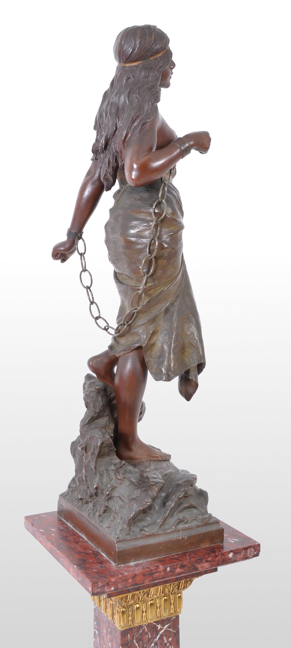 Antique French Art Nouveau Bronze Figure, "Prise de Corsaire", Emmanuel Villanis, circa 1890