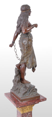 Antique French Art Nouveau Bronze Figure, "Prise de Corsaire", Emmanuel Villanis, circa 1890