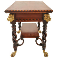 Antique American Merklen Brothers of New York Walnut Barley Twist Library / Writing Table, circa 1885