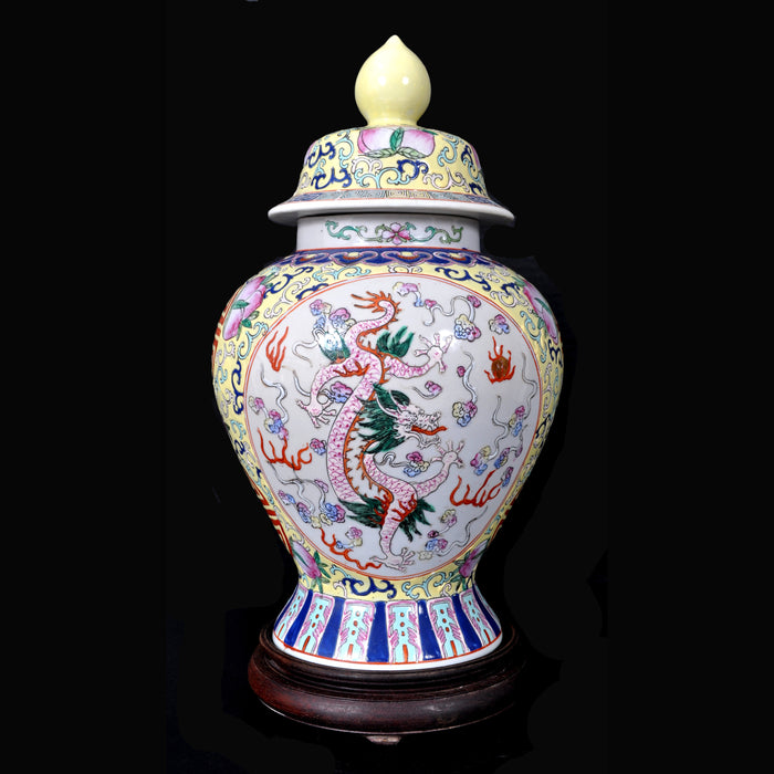 Antique 19th Century Chinese Qing Dynasty Imperial Porcelain Lidded Ginger Jar, circa 1880