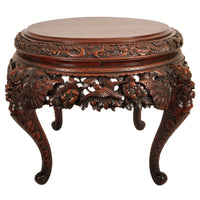 Antique Chinese Qing Dynasty Carved Elm Center Table with Bats & Birds, circa 1890