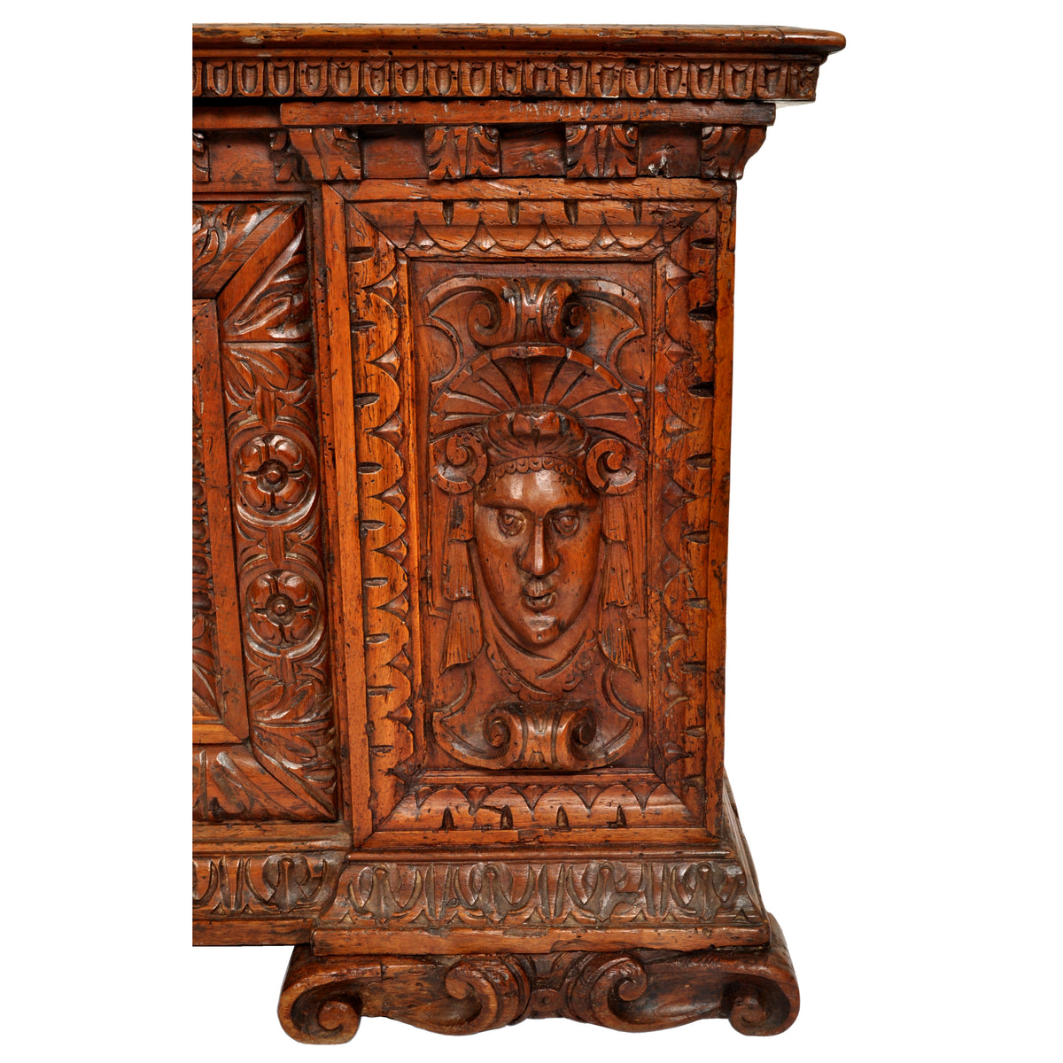 Antique 17th Century Italian Baroque Carved Walnut Cassone / Coffer / Chest, circa 1680