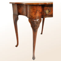 Antique Queen Anne Serpentine Burl Yew & Walnut Inlaid Side Table / Lowboy, circa 1710