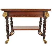 Antique American Merklen Brothers of New York Walnut Barley Twist Library / Writing Table, circa 1885