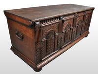 Antique Italian Baroque Carved Oak Paneled Cassone / Coffer / Chest, circa 1700