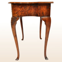 Antique Queen Anne Serpentine Burl Yew & Walnut Inlaid Side Table / Lowboy, circa 1710