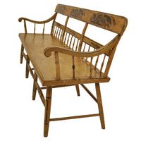 Antique American Colonial Federal Baltimore Painted Spindled Windsor Bench, circa 1820