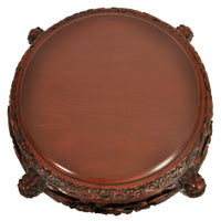 Antique Chinese Qing Dynasty Carved Elm Center Table with Bats & Birds, circa 1890