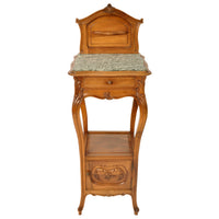 Antique French Provincial Art Nouveau Walnut & Marble Nightstand Side Table circa 1900