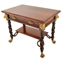 Antique American Merklen Brothers of New York Walnut Barley Twist Library / Writing Table, circa 1885