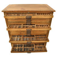 Antique American Oak Hamilton Moveable Type Print Cabinet Flat File, Circa 1910