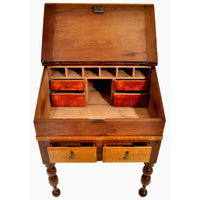 Antique Cherry and Tiger Maple New England Plantation Sheraton Desk/Secretary, circa 1820