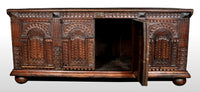 Antique Italian Baroque Carved Oak Paneled Cassone / Coffer / Chest, circa 1700