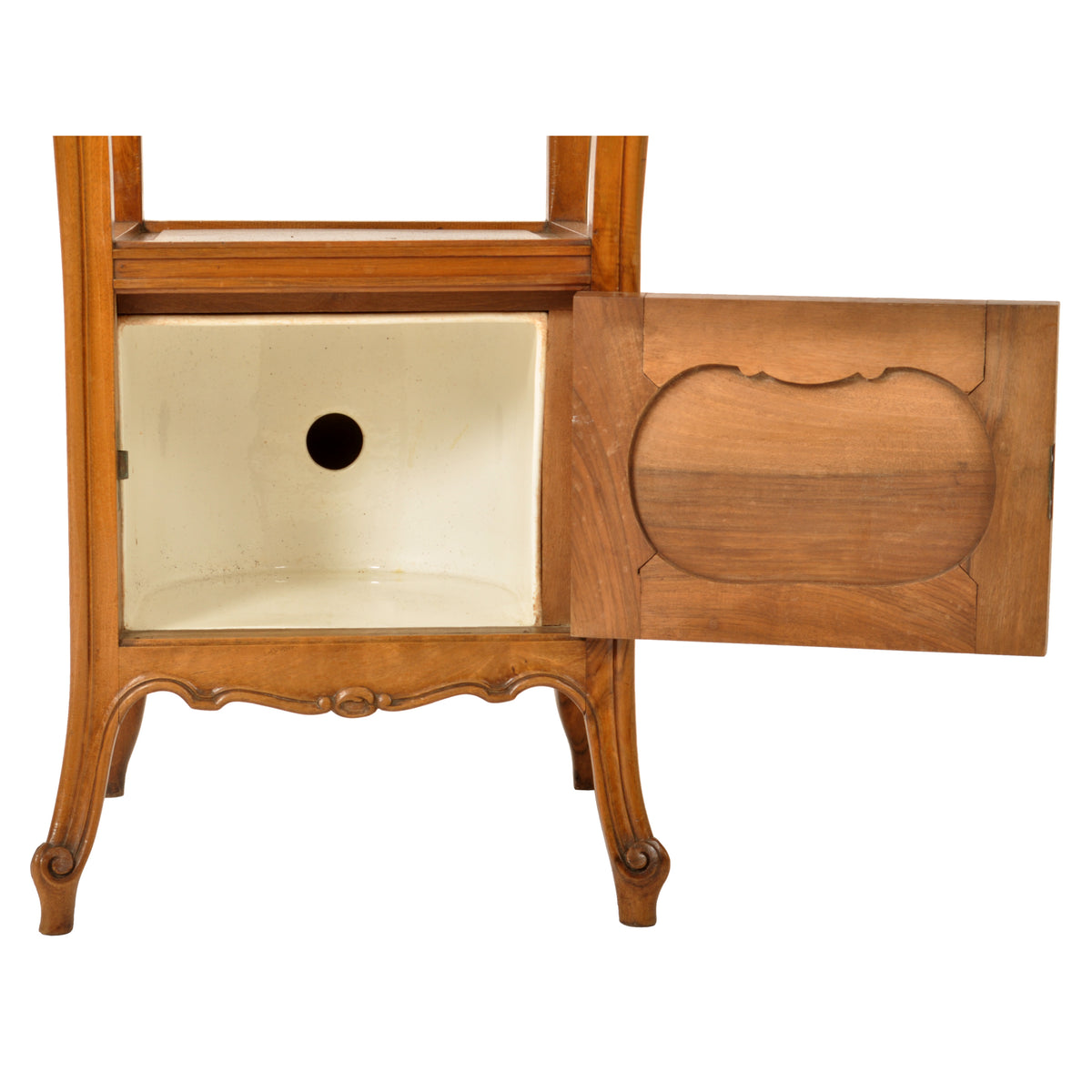 Antique French Provincial Art Nouveau Walnut & Marble Nightstand Side Table circa 1900