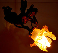 Antique French Bronze Art Nouveau Flying Maiden Chandelier / Light / Lamp, circa 1900