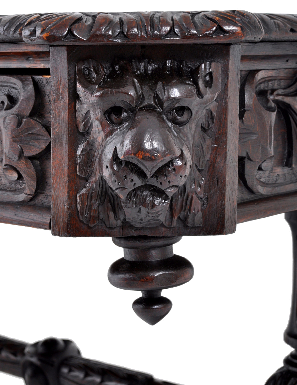 Antique 19th Century French Carved Oak Library Table, Circa 1860