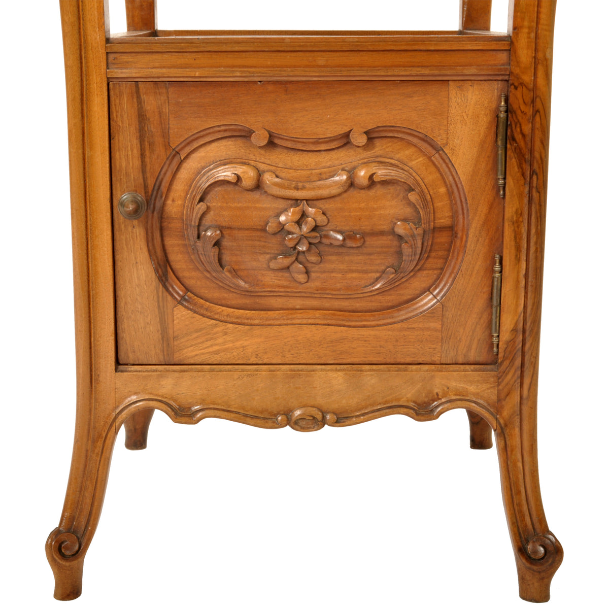 Antique French Provincial Art Nouveau Walnut & Marble Nightstand Side Table circa 1900