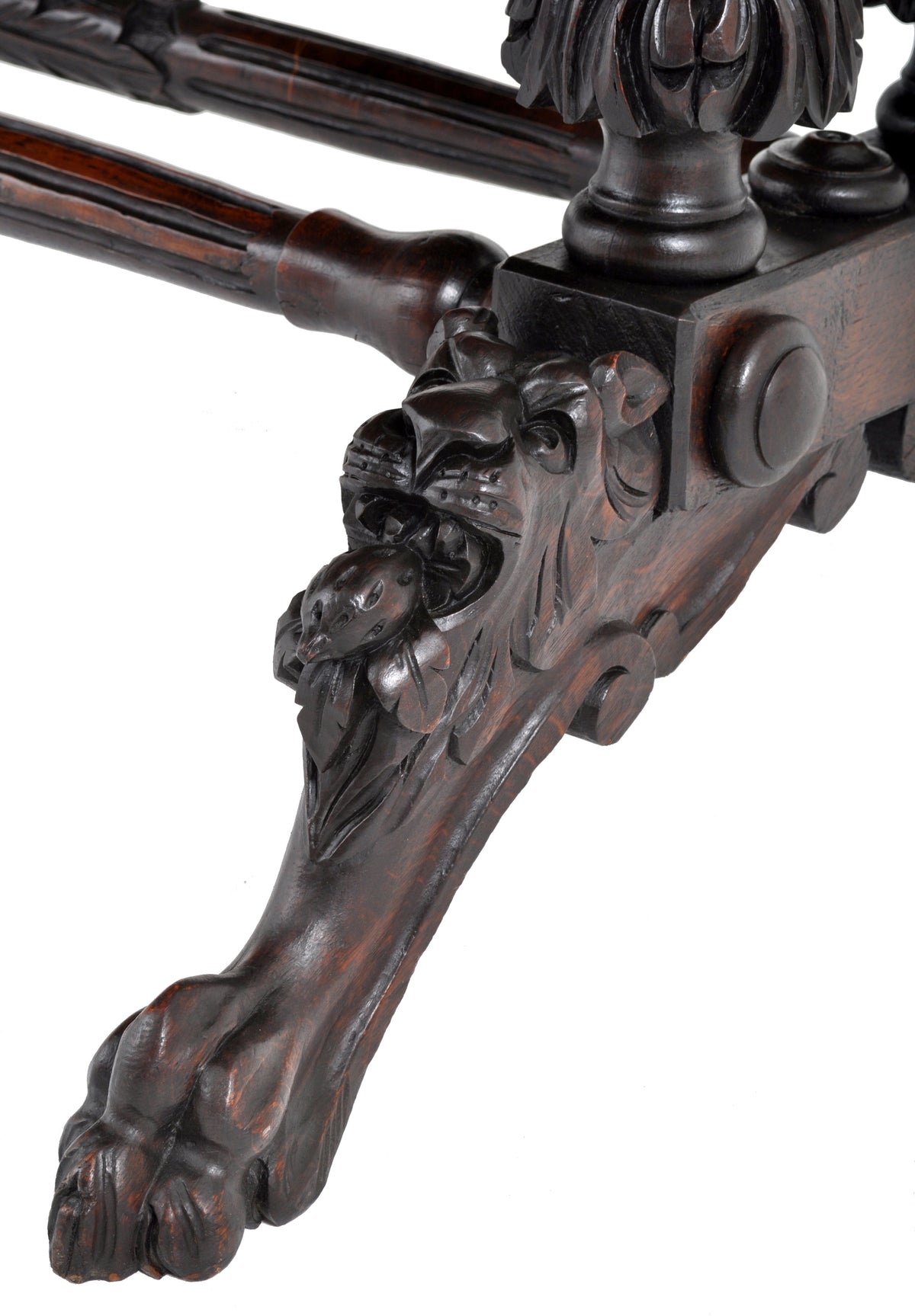 Antique 19th Century French Carved Oak Library Table, Circa 1860