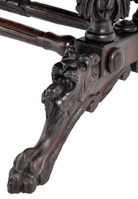 Antique 19th Century French Carved Oak Library Table, Circa 1860