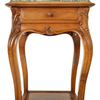 Antique French Provincial Art Nouveau Walnut & Marble Nightstand Side Table circa 1900