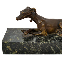 Antique French Animalier Bronze Marble Greyhound Sculpture Desk Paperweight Circa 1900