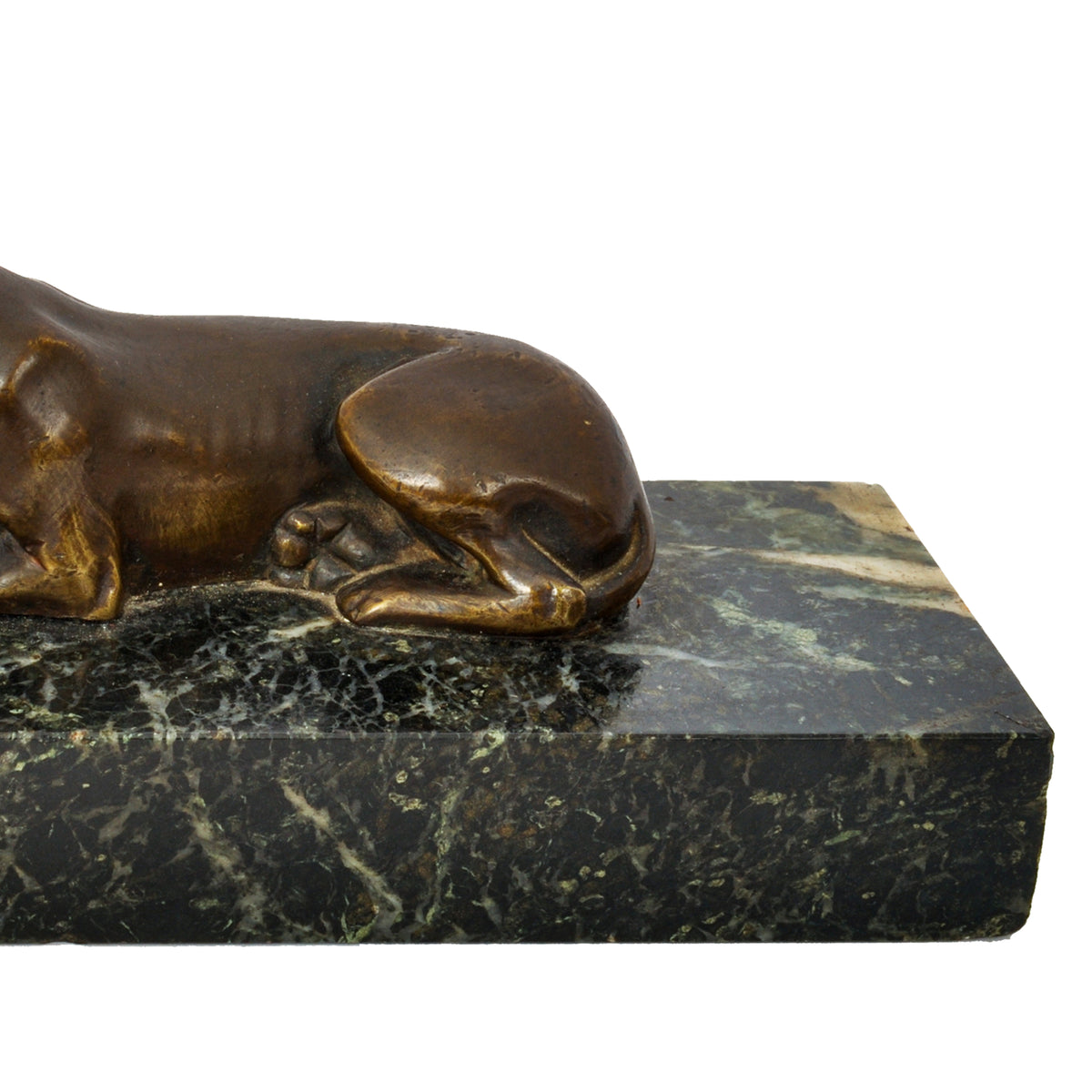 Antique French Animalier Bronze Marble Greyhound Sculpture Desk Paperweight Circa 1900