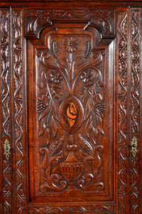 Antique English Georgian Carved Oak Bookcase / Cupboard / Dresser, circa 1750