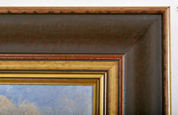 Antique Oil on Board Painting of a Swiss Chalet Mountain Landscape Scene, Circa 1900