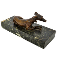 Antique French Animalier Bronze Marble Greyhound Sculpture Desk Paperweight Circa 1900