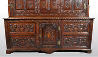 Antique English Georgian Carved Oak Bookcase / Cupboard / Dresser, circa 1750