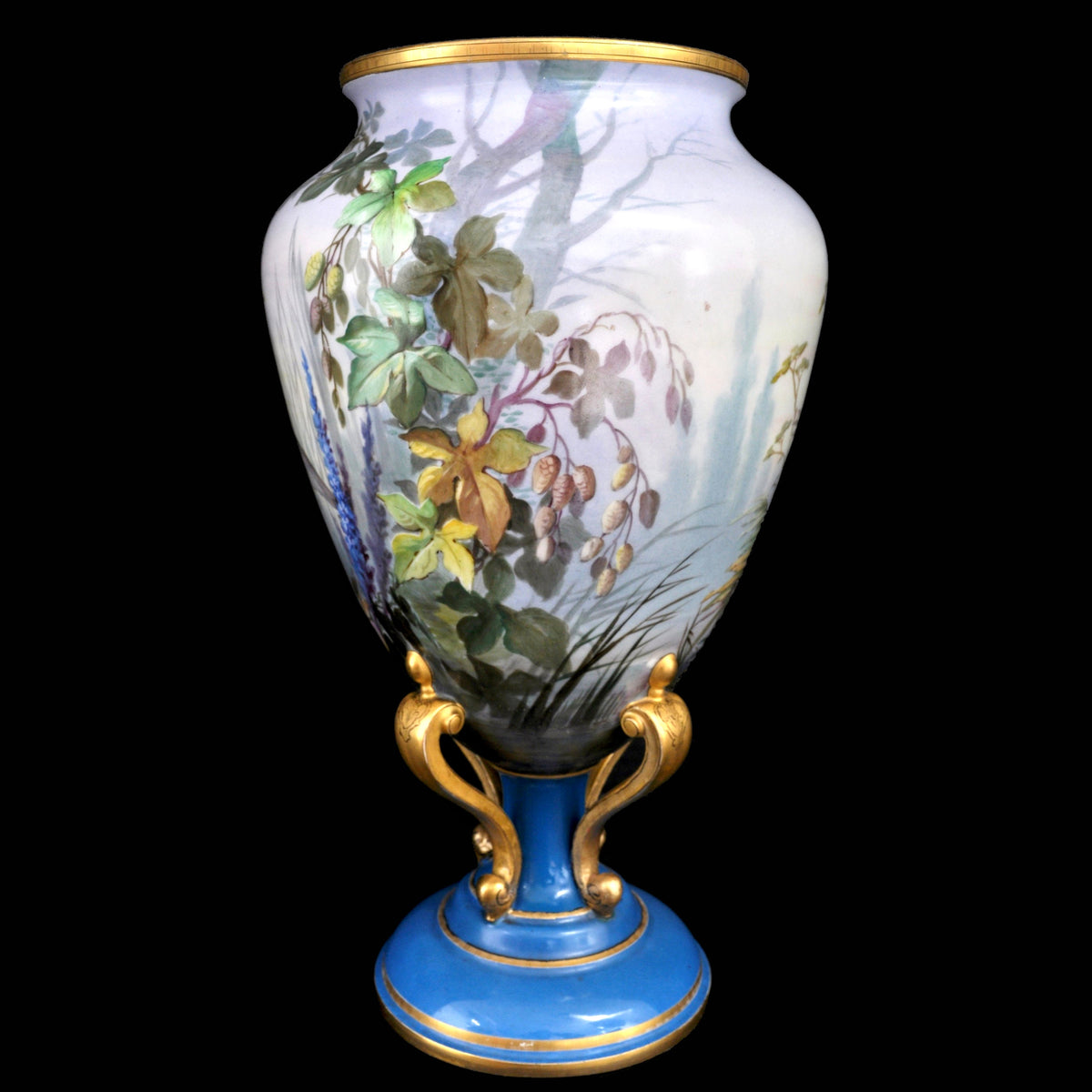 Monumental Antique French Hand-Painted Sevres Style Vase, Circa 1890