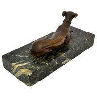 Antique French Animalier Bronze Marble Greyhound Sculpture Desk Paperweight Circa 1900