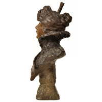 Antique French Art Nouveau Bronze Female Bust Sculpture "1897" Emanuel Villanis
