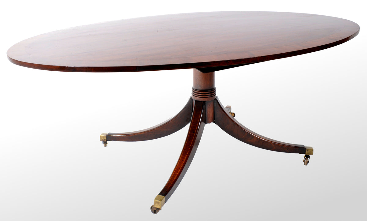 Antique Georgian Inlaid Mahogany Tilt Top Pedestal Breakfast / Dining Table, circa 1790