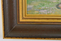 Antique Oil on Board Painting of a Swiss Chalet Mountain Landscape Scene, Circa 1900