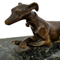 Antique French Animalier Bronze Marble Greyhound Sculpture Desk Paperweight Circa 1900