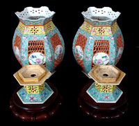 Pair of Antique Chinese Qing Dynasty Imperial Porcelain Wedding Lanterns / Vases, circa 1820