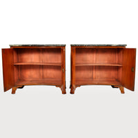 Pair of Antique Marble Top Painted Adam Revival Satinwood Commodes / Cabinets, circa 1880