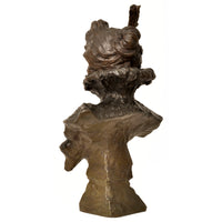 Antique French Art Nouveau Bronze Female Bust Sculpture "1897" Emanuel Villanis