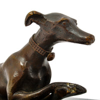 Antique French Animalier Bronze Marble Greyhound Sculpture Desk Paperweight Circa 1900